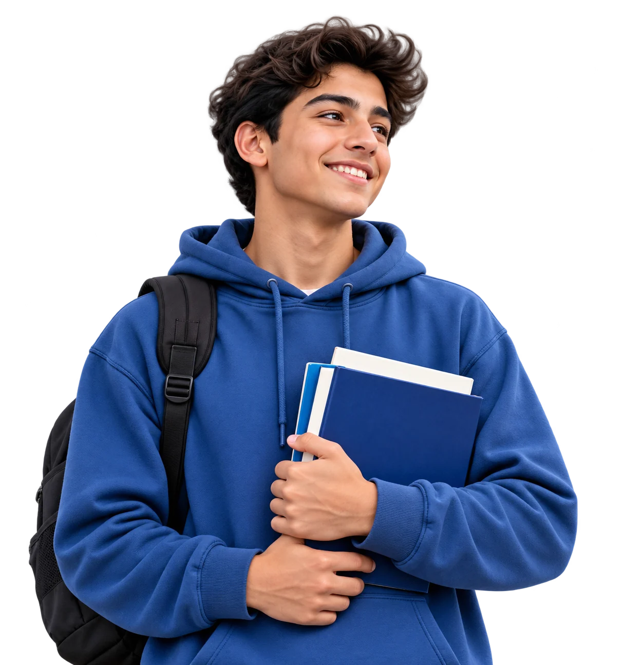 طالب يحمل كتبه ويستعد للتعلّم